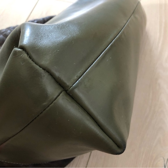 Clare V. Los Angeles Quilted Leather Hand Bag in Brown & Olive Green - Picture 5 of 14